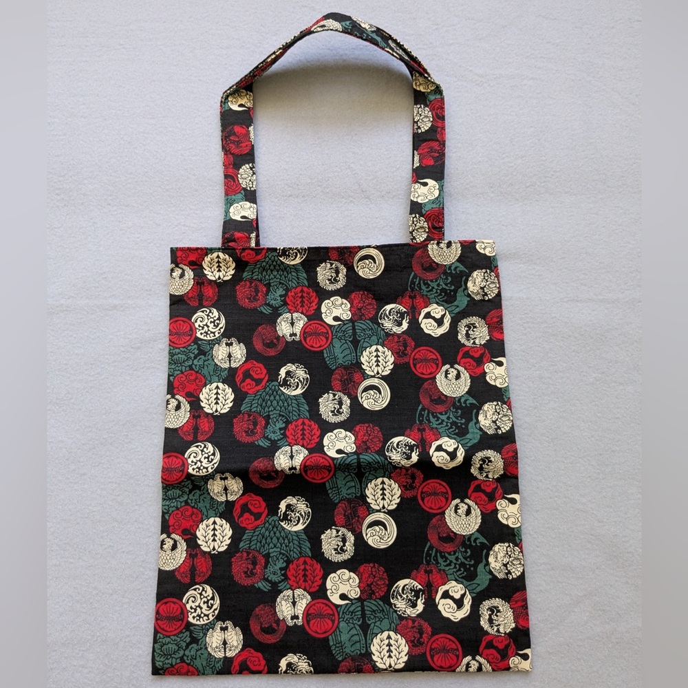 Cotton Tote Bag 14inx12in Japanese Traditional Crest Design Shoulder Bag